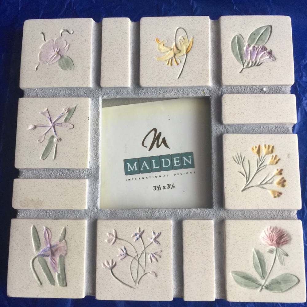 Malden Floral Stone Picture Frame - Cream and Pastel Accents